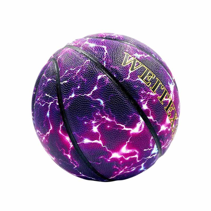 The king of high -end basketball cool star empty manual feel science fiction domineering super handsome children leather lightning black technology blue ball