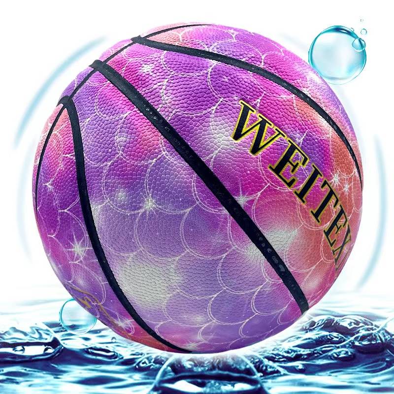 The king of high -end basketball cool star empty manual feel science fiction domineering super handsome children leather lightning black technology blue ball