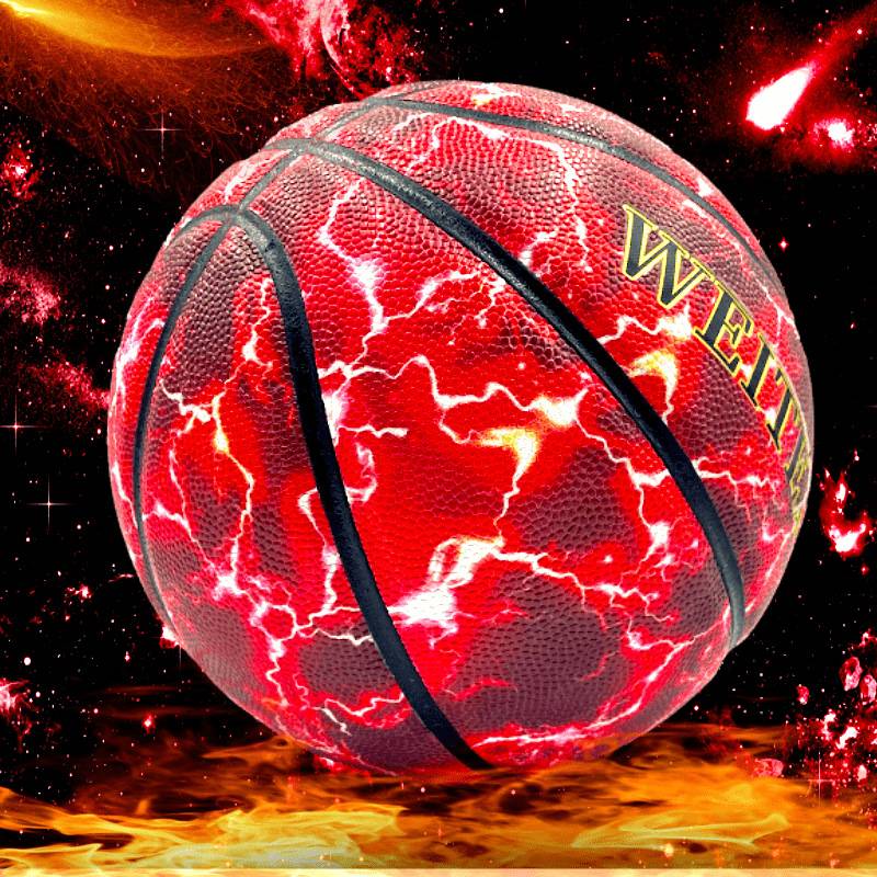 The king of high -end basketball cool star empty manual feel science fiction domineering super handsome children leather lightning black technology blue ball