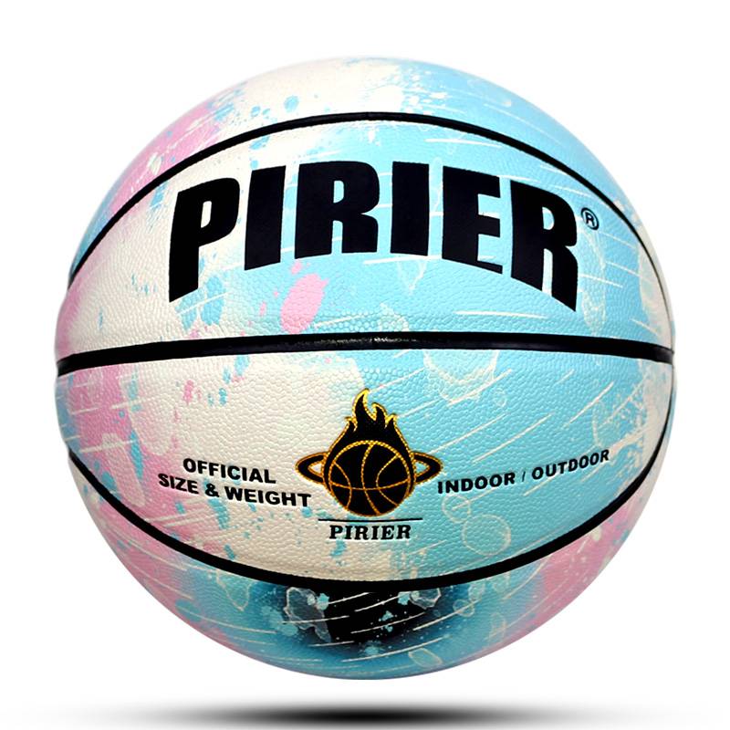 Genuine personalized basketball outdoor wear -resistant PU middle school student standard No. 7 adult competition children No. 5 high bomb blue ball