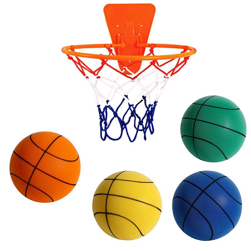 Factory direct selling indoor mute children basketball No. 7 basketball mute ball toy silently shooting blue ball