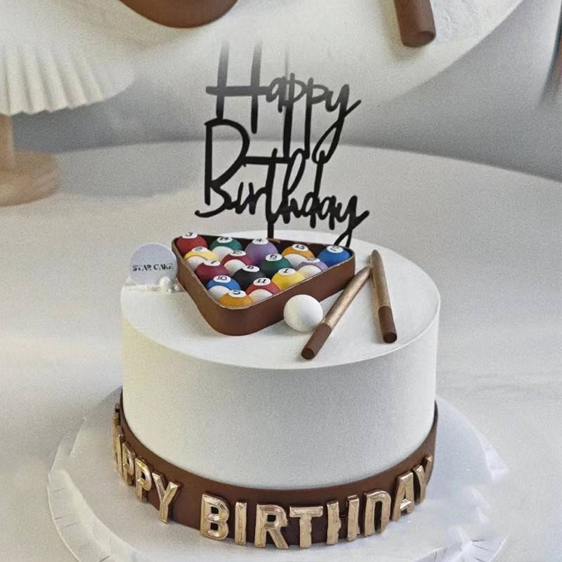 Snooker Ball Cake Decoration Swing Daddy Dad's Birthday Plugs on Birthday Plotch Plug -in Dessert Accessories