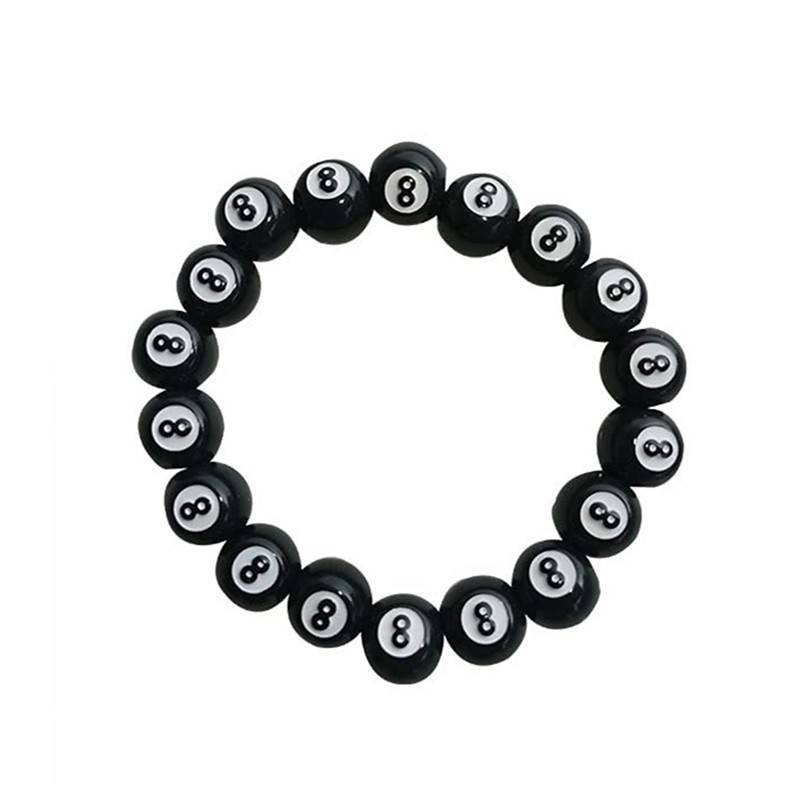 Douyin explosion in the middle of the eight ball bracelets men's models without colorful acrylic bead black 8 bracelet diy hand to decorate women
