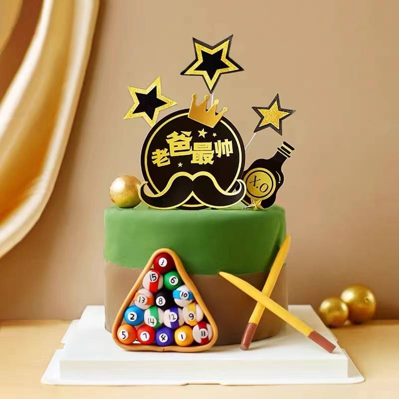 Father's Day soft pottery tabletop carton birthday cake dressing table club boy Slock baking ornaments decoration