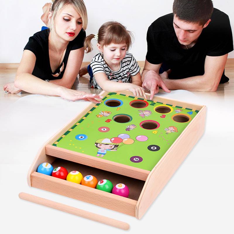 Children's desktop small table ball wooden 3-4-5 year old male girl baby baby-child interactive and bured ball puzzle toys