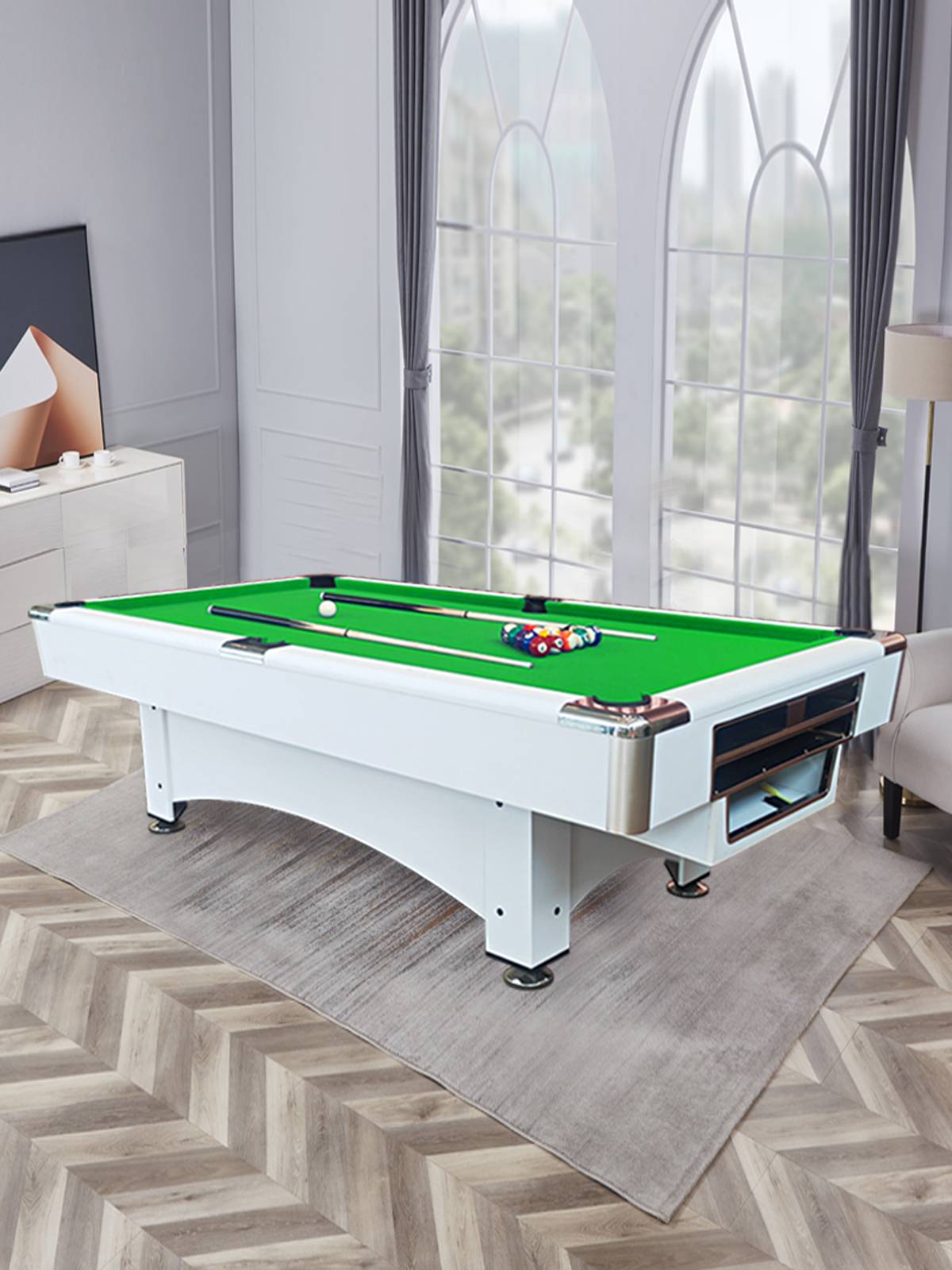 Billiards table American Standard Type Black Eight Multifunctional San -in -one automatic recovery table tennis table table ball table