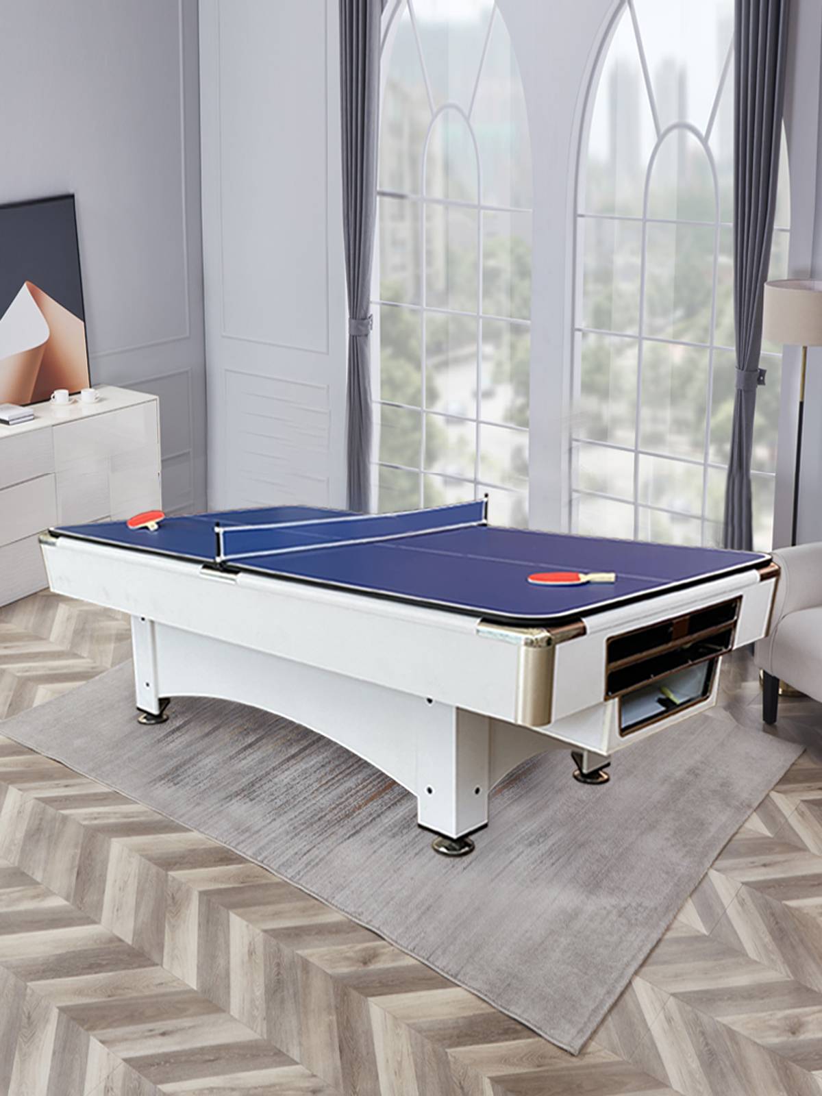 Billiards table American Standard Type Black Eight Multifunctional San -in -one automatic recovery table tennis table table ball table