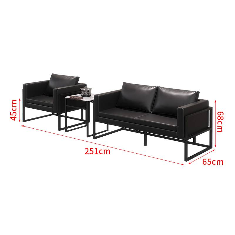 Three -person combination (golden frame black leather)