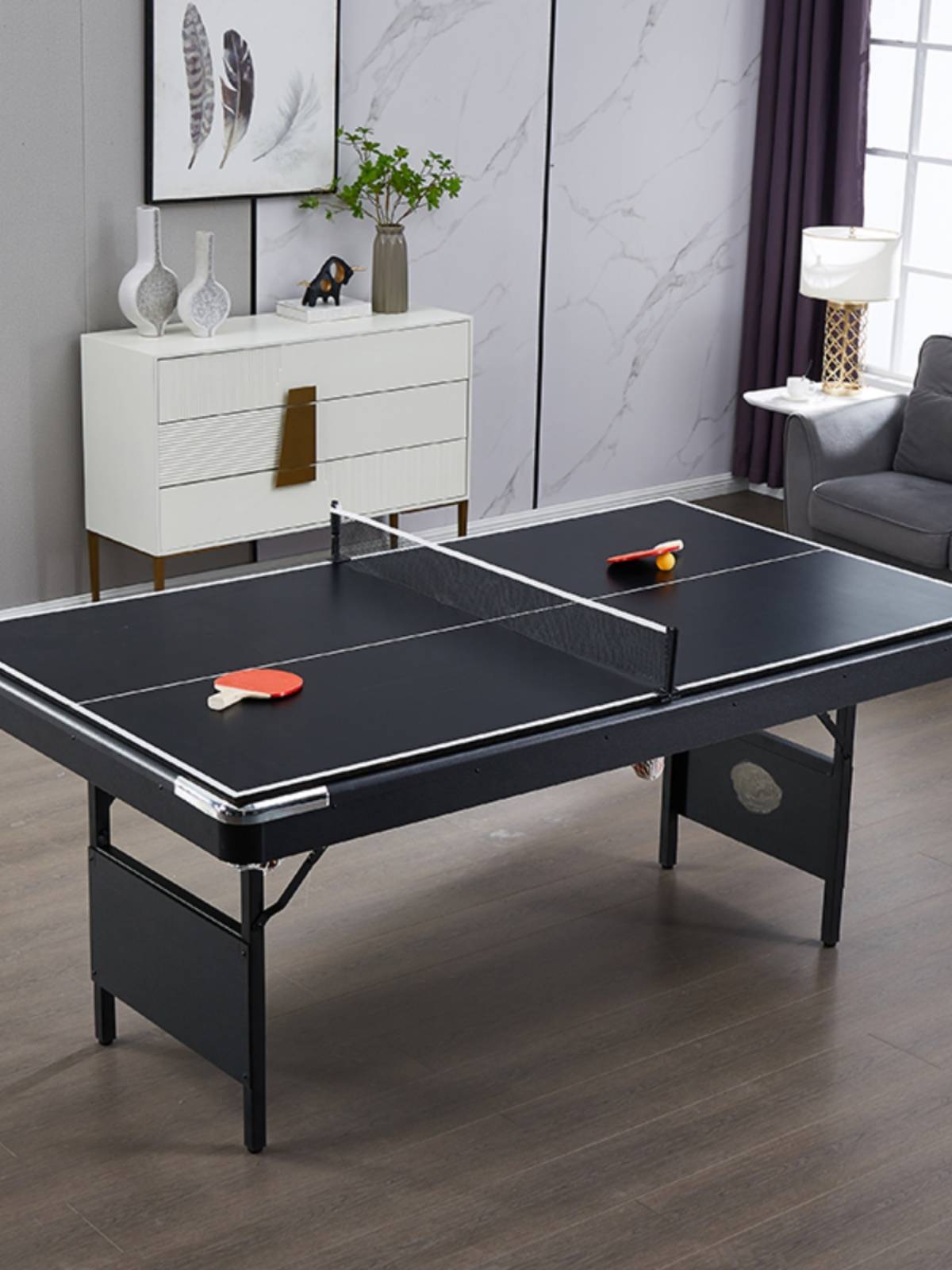 Folding multifunctional three -in -one one ball table Black Bado indoor entertainment children's desktop table table table table tennis table