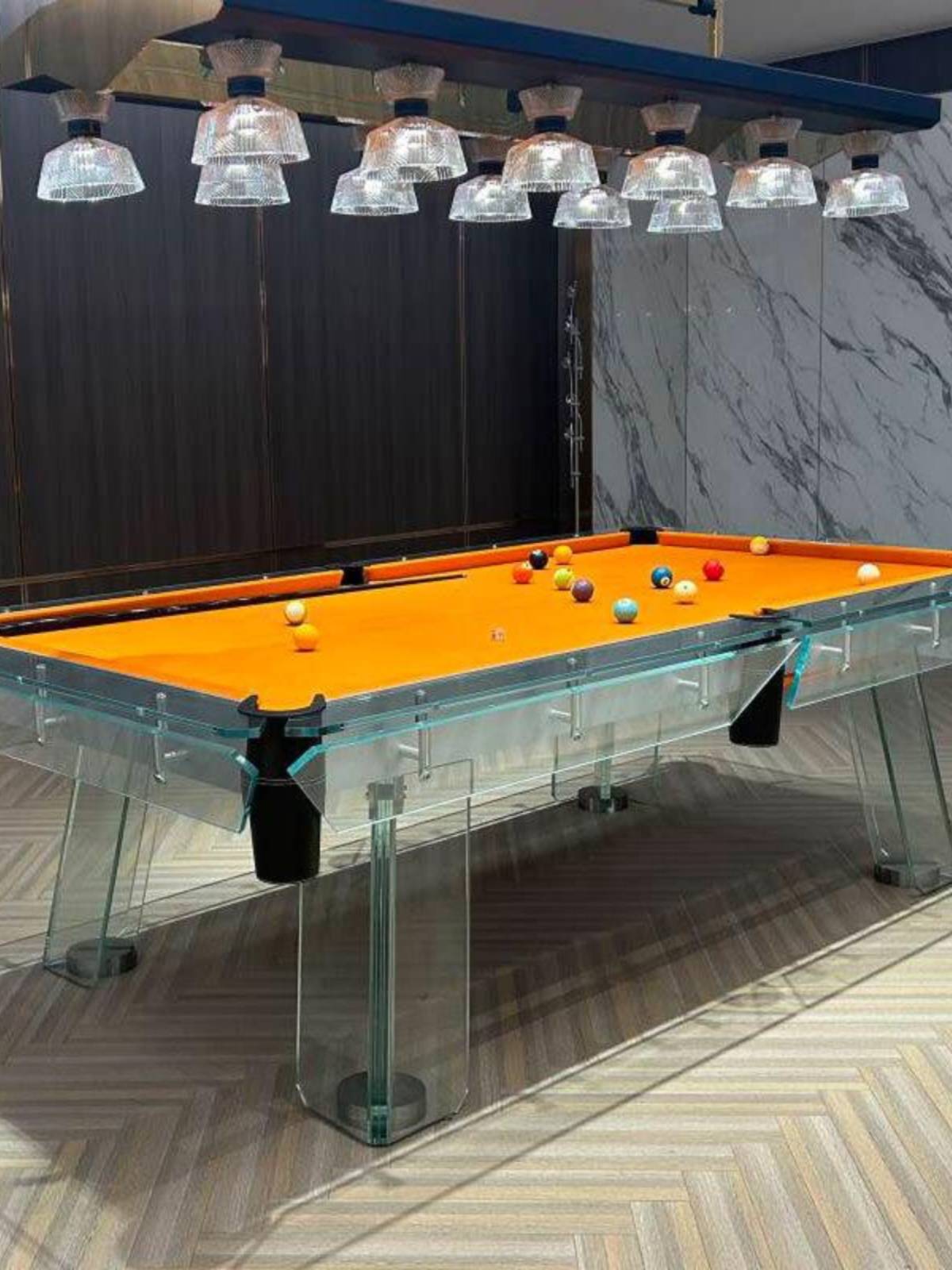 Yayrich table crystal billiard table villa household commercial tempered transparent glass standard Chinese table American black eight