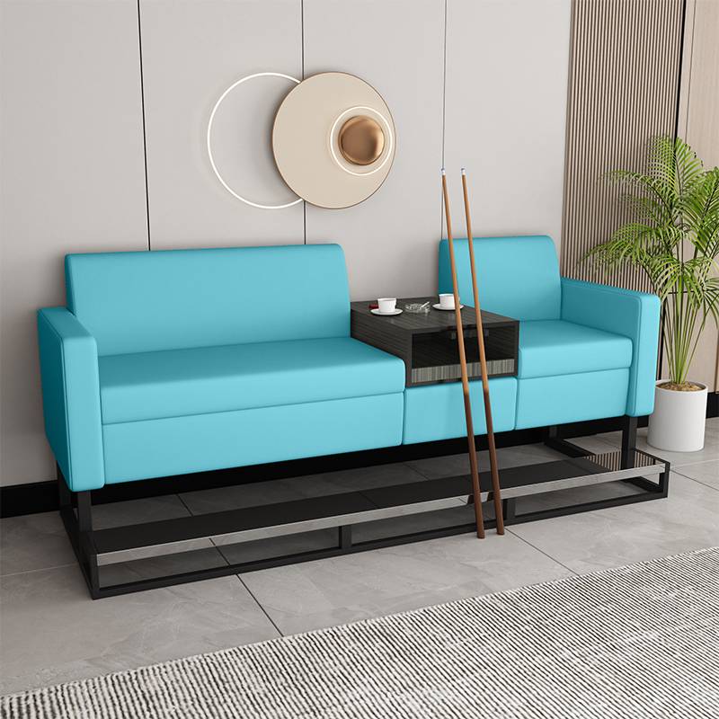 1S wooden cabinet coffee table three people blue