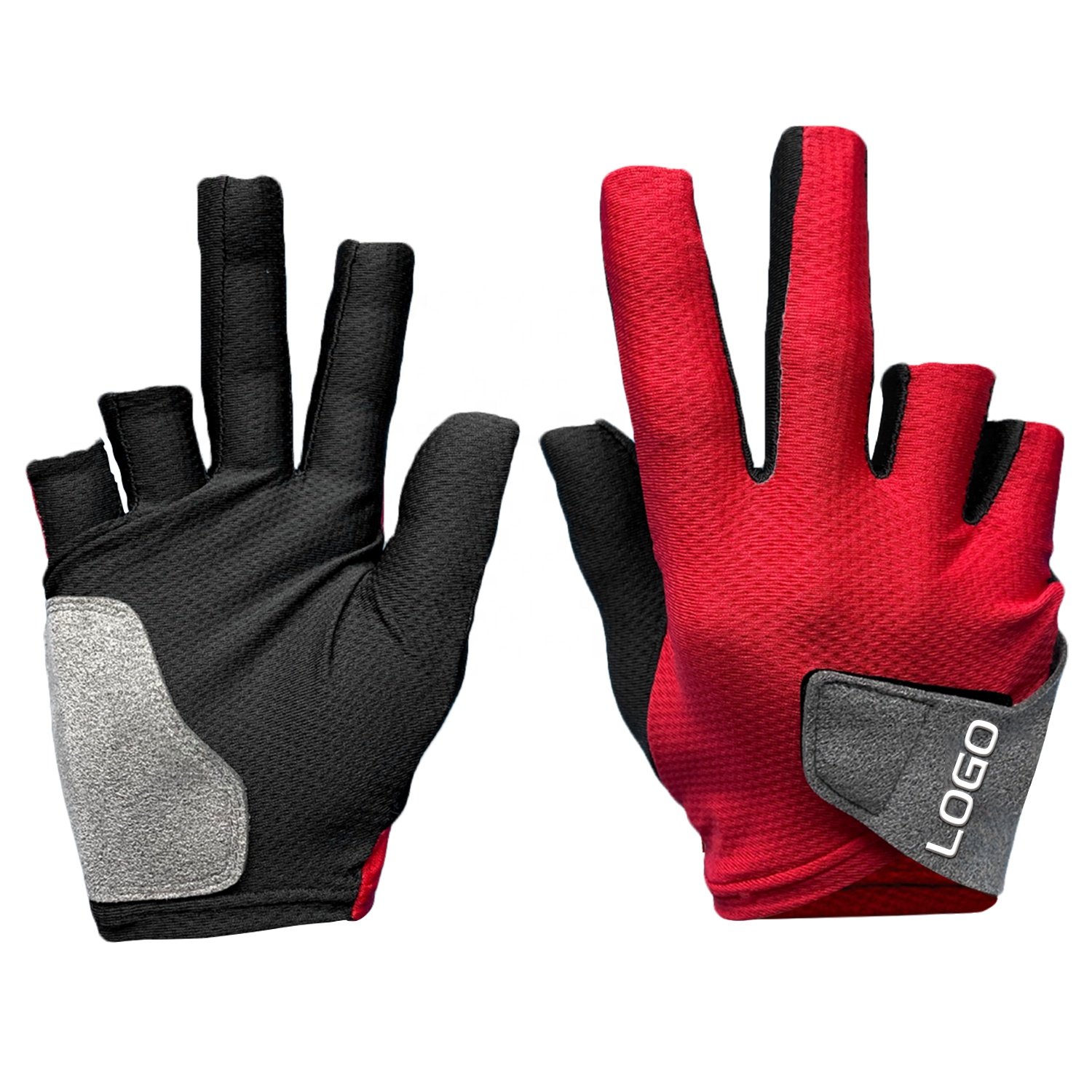 Custom Logo Wholesale Non-Slip Three Finger Billiards Cue Glove Billiards Pool Gloves Supplier Accessories