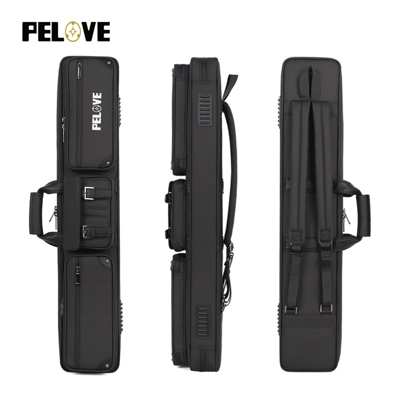 wholesale customize waterproof PU Leather 1/2 pool stick case snooker cue bag Billiard Cue Case with double shoulder strap