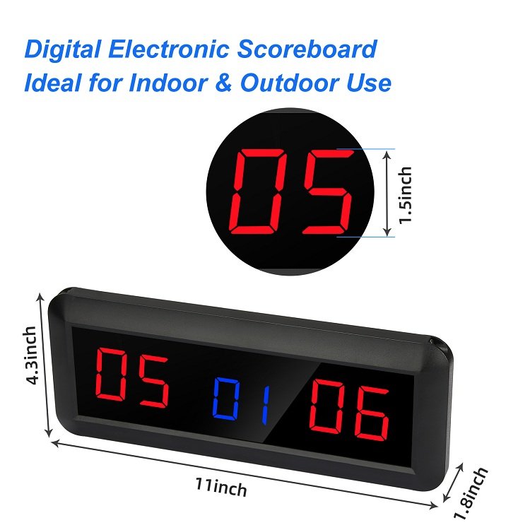Jhering Indoor Portable Led Mini Screen Score Keeper Wall-Mount Digital Electric Scoreboard for Basketball