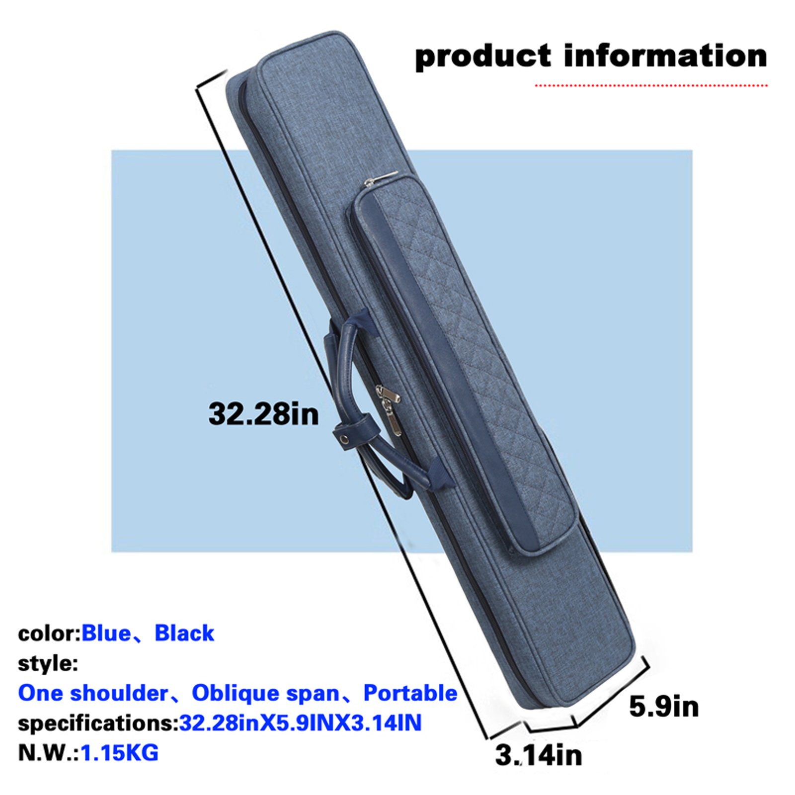 Wholesale custom oxford durable 1/2 Billiard snooker Cue Soft bag stick storage Billiard Pool Cues Case