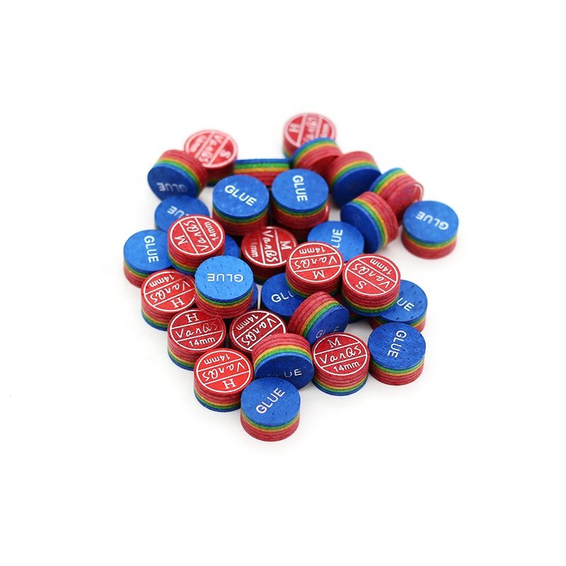 Carom Billiard Cue Multi Layered Rainbow Tips 14MM Grade S/M/H For Sale Pool Cue Tip product