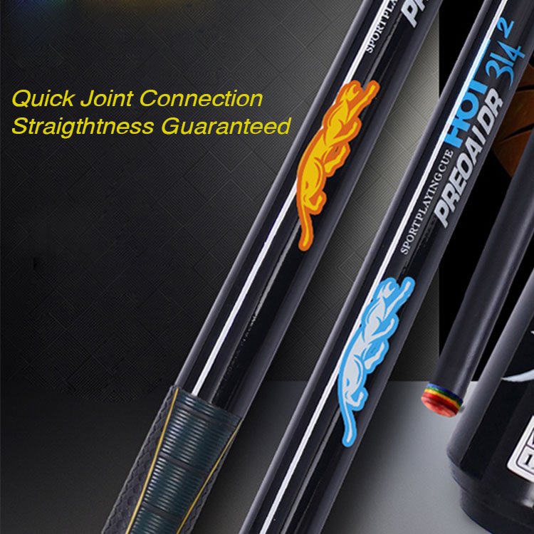 Factory direct sale premium billiard cue 2 Pieces black tech Pool stick 58" Length for sale (yellow)