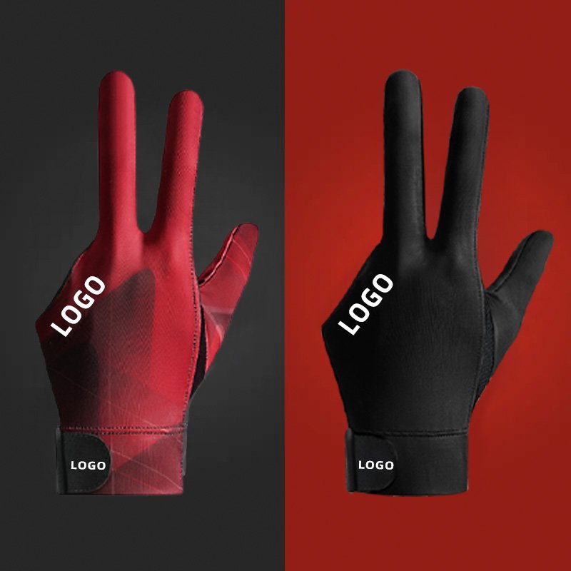 Wholesale Custom Logo Billiards Gloves Non-slip 3 Fingers Pool Table Gloves Breathable Comfortable Unisex Snooker Cue Gloves