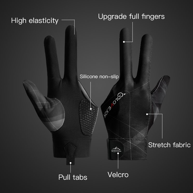 Wholesale Custom Logo Billiards Gloves Non-slip 3 Fingers Pool Table Gloves Breathable Comfortable Unisex Snooker Cue Gloves