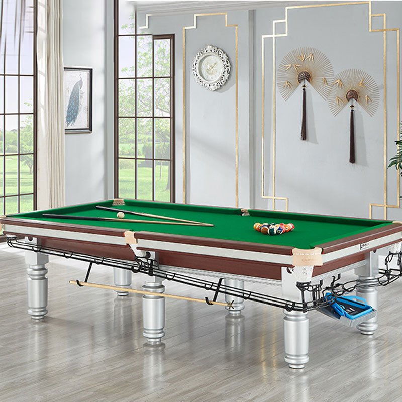 Customized size of 8-foot-9-foot indoor Chinese billiards table with round legs, suitable for billiards sports