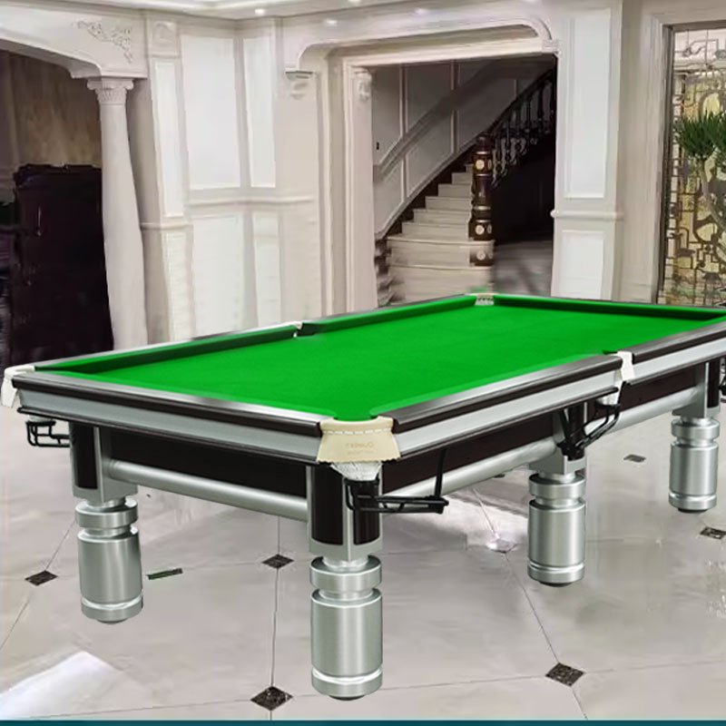 Customized size of 8-foot-9-foot indoor Chinese billiards table with round legs, suitable for billiards sports