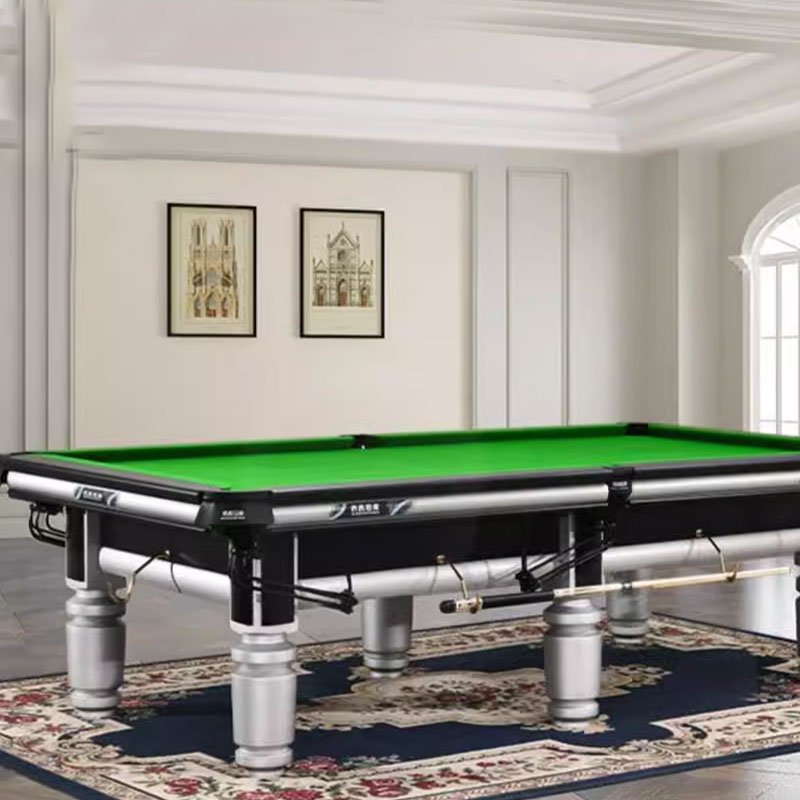 Customized size of 8-foot-9-foot indoor Chinese billiards table with round legs, suitable for billiards sports