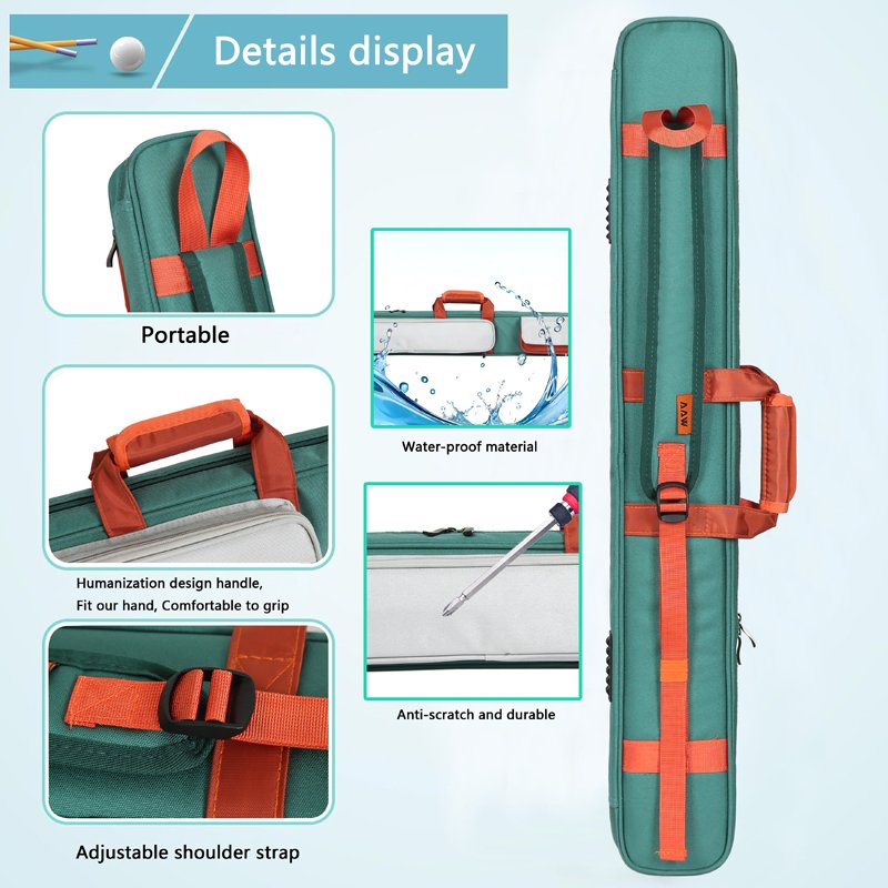 Pool Cue Case Pool Cue Carrying Case Soft Padded Billiard Stick Bag Pool Stick Case with Shoulder Straps and Handle