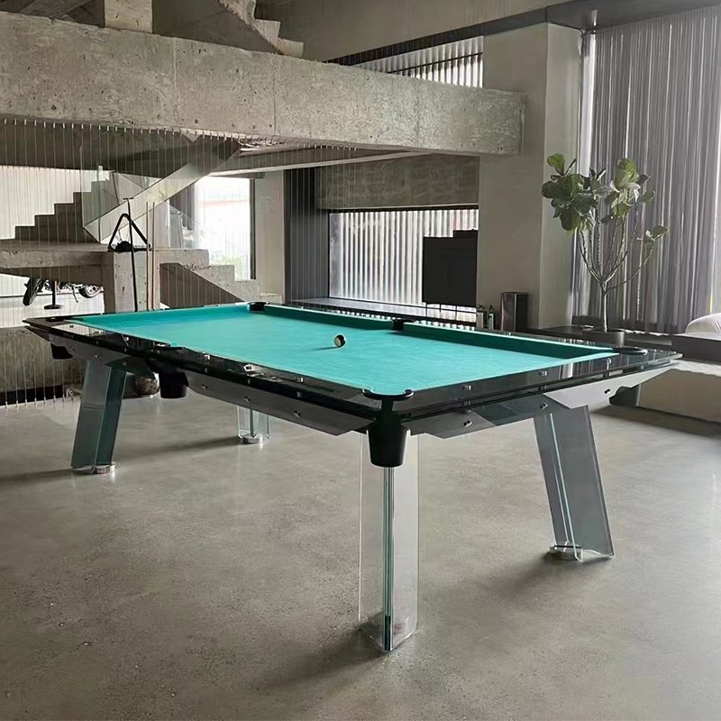 7ft Black Deluxe Pool Table Tempered Clear Glass Custom Entertainment Furniture Pool Room Sports Snooker Pool Table