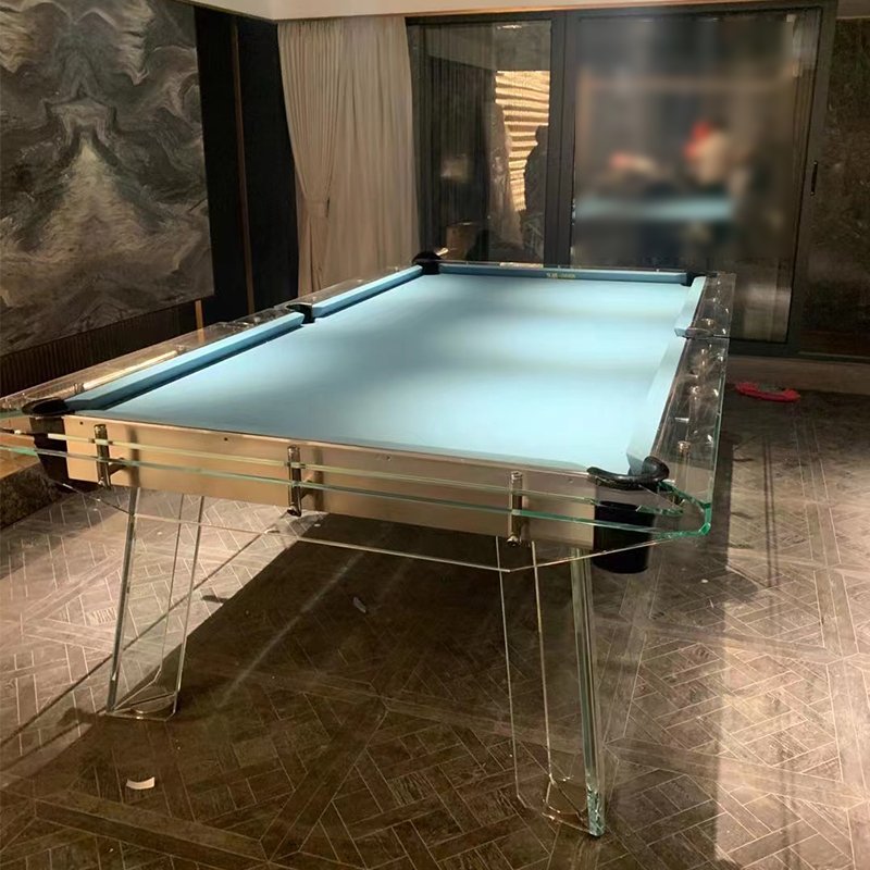 7ft Black Deluxe Pool Table Tempered Clear Glass Custom Entertainment Furniture Pool Room Sports Snooker Pool Table