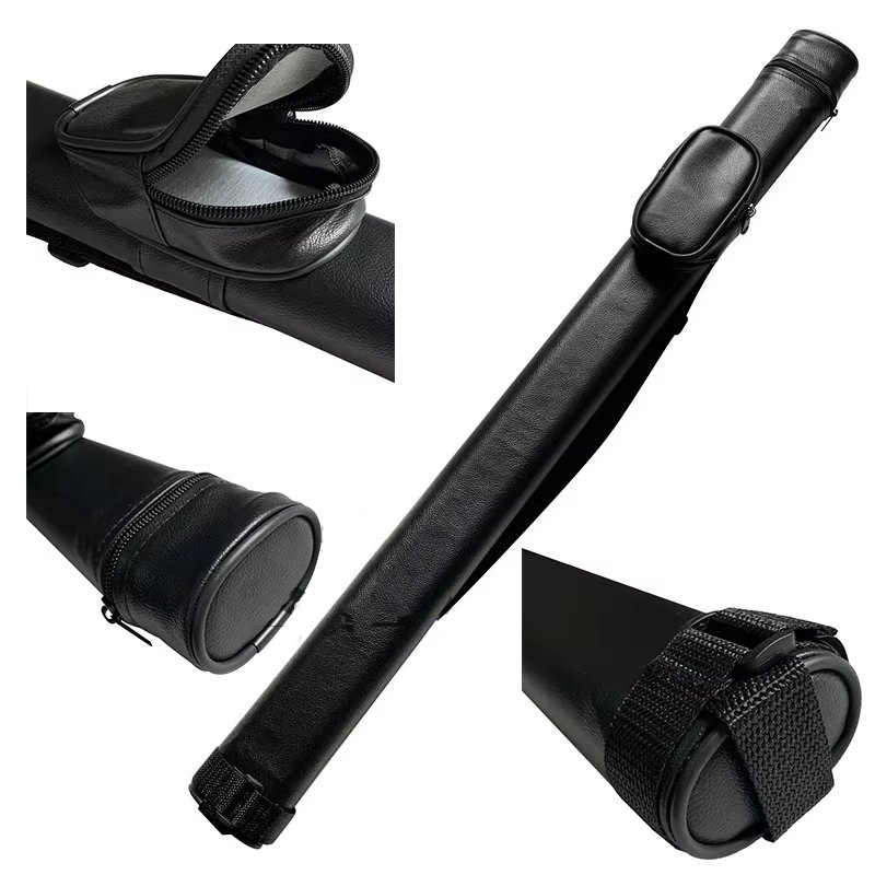 GH-09 Hongjie Factory Made 1/2 Style Modern Leather Pool Cue Bag Snooker Cue Case in Box Packaging Billiards Cue Bag
