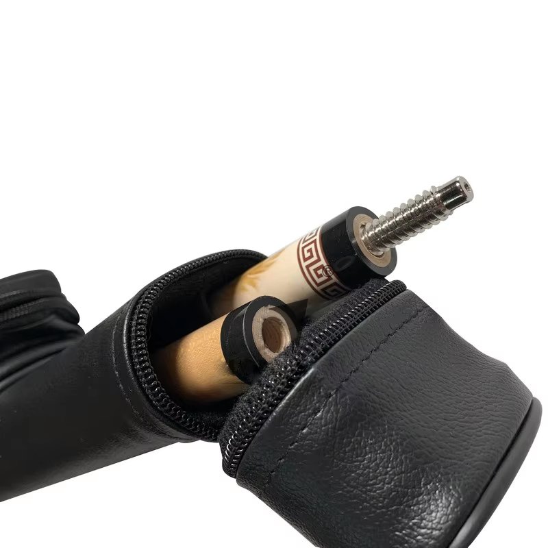 GH-09 Hongjie Factory Made 1/2 Style Modern Leather Pool Cue Bag Snooker Cue Case in Box Packaging Billiards Cue Bag