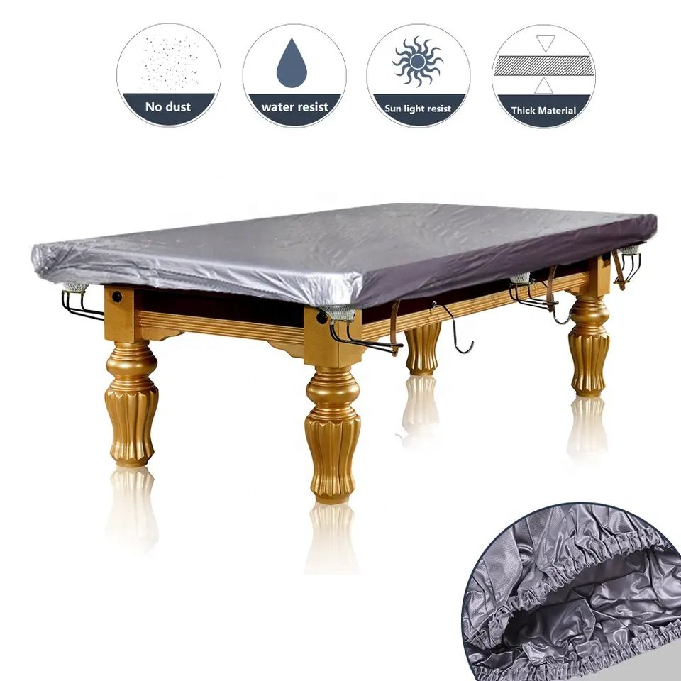 9FT Silver Grey PVC Waterproof Billiard Snooker Pool Table Cover