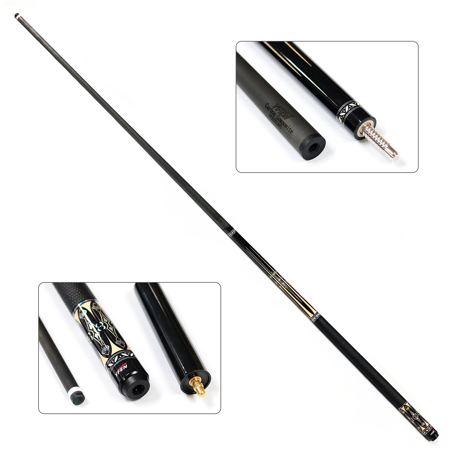 xikuno Premium High End YFen Carbon Fiber Shaft & Ebony Butt Billiard Pool Cues for Sale
