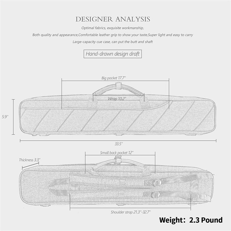 Professional Waterproof Portable Billiards Accessories Cue Bag Pool Cue Stick Carrying Case with Shoulder Straps