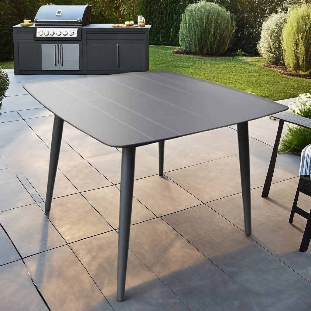 Modern Luxury Dining Table Waterproof Patio Furniture with Rattan Weaving chairs for Outdoor Kitchen Hotel School or Villa Use