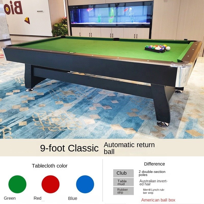 Mdf mat with 9-foot automatic return for indoor billiards table games