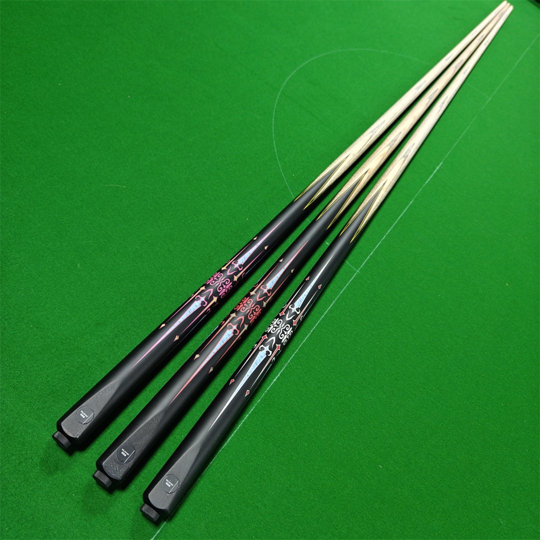 Wholesale Black Pink Single Snooker Cues Quality Ash Wooden Billiard Cue Stick with Extension and Case