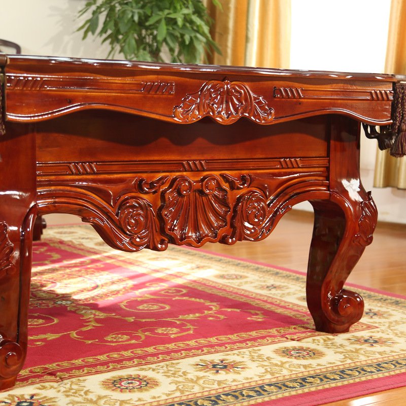 Growsport High-End European Retro Style Snooker Pool Table Solid Wood Carving Luxurious Home Billiards Table