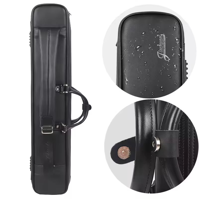 PU leather high quality waterproof hot sale suction button portable billiard cue bag soft billiard cue case