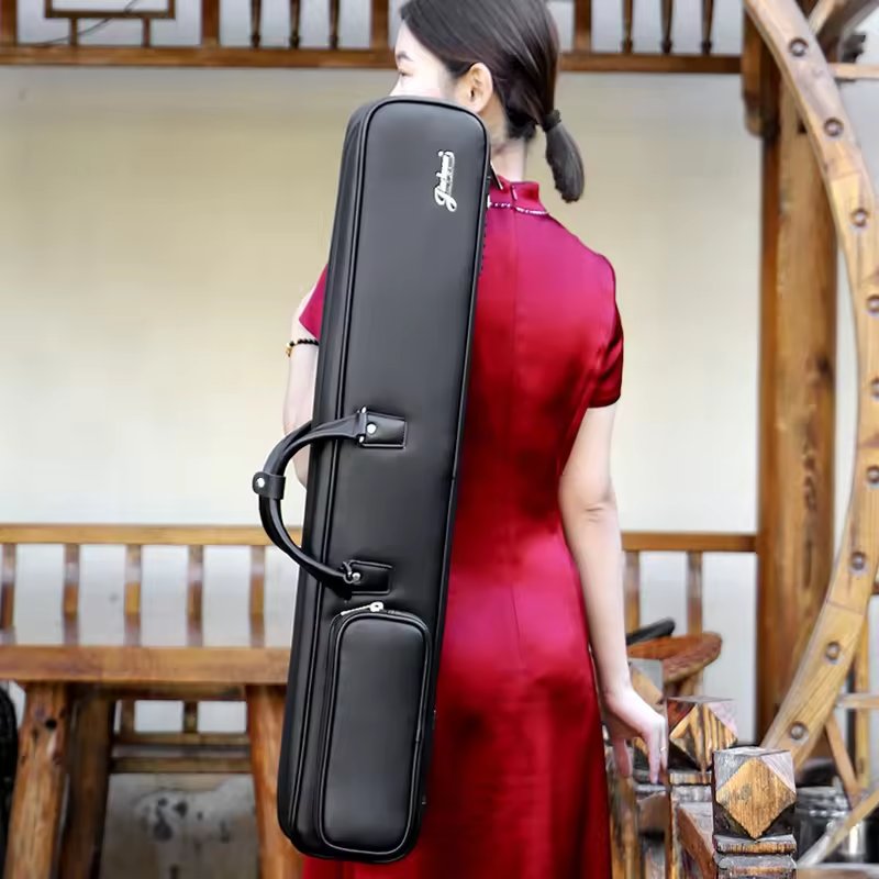 PU leather high quality waterproof hot sale suction button portable billiard cue bag soft billiard cue case
