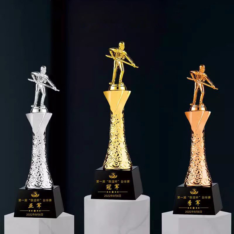 custom k9 crystal Billiards Little Gold Snooker Champion Trophies awards 3d laser crystal engraving logo trophies and awards