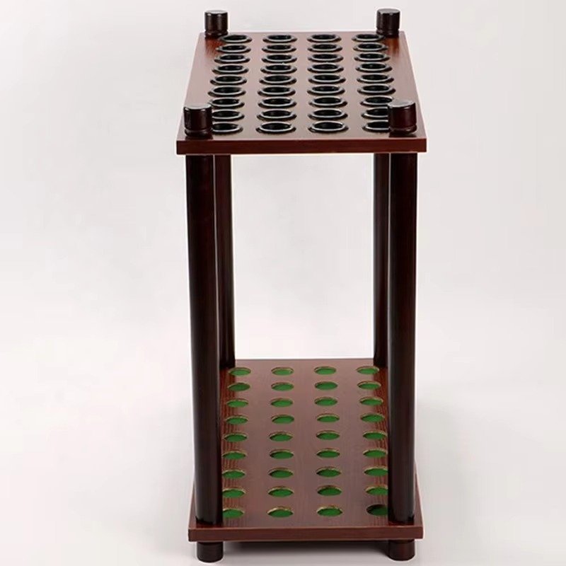 Square Shape 36-Hole Billiard Cue Standing Rack with Rest Wood Rod Box Pool Sticks Holder in Box