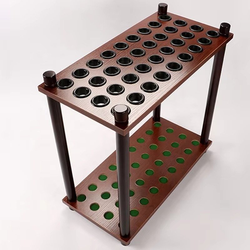 Square Shape 36-Hole Billiard Cue Standing Rack with Rest Wood Rod Box Pool Sticks Holder in Box