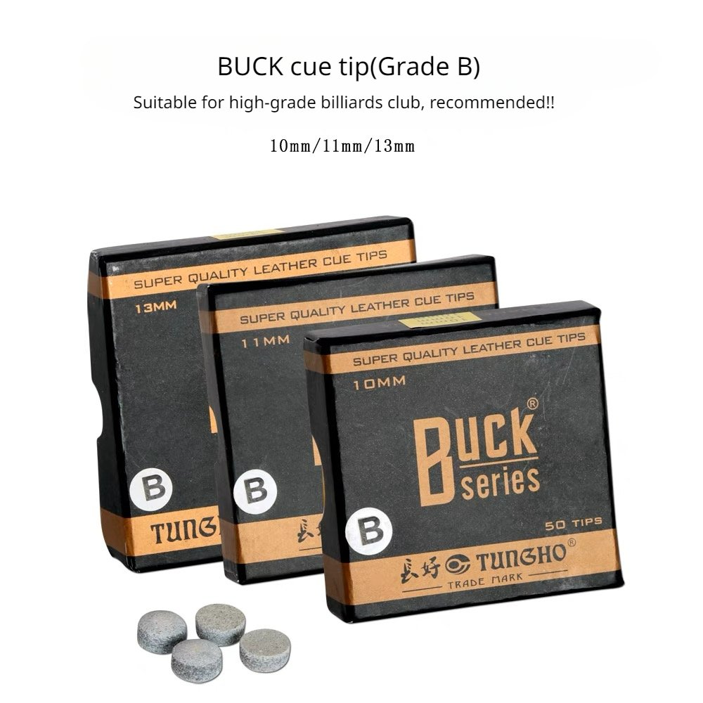 BUCK 50pcs/box M 10/11/13mm Black Monolayer Layer Pigskin Pool Cue Tips