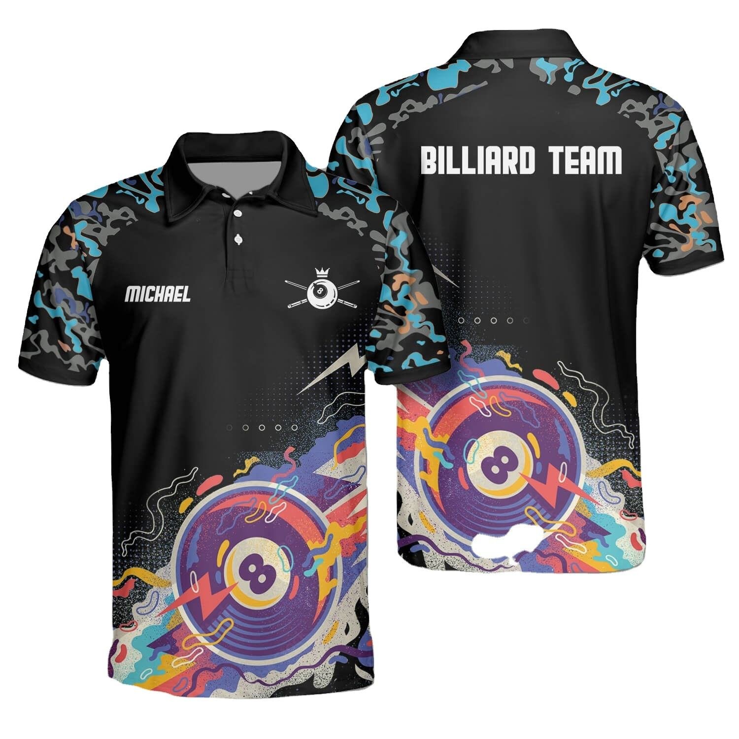 Billiard Player 3D Print Shirt Billiard Team Shirts For Men Pool Table Tournament Snooker Polo Shirts Custom Pool Men Jerseys