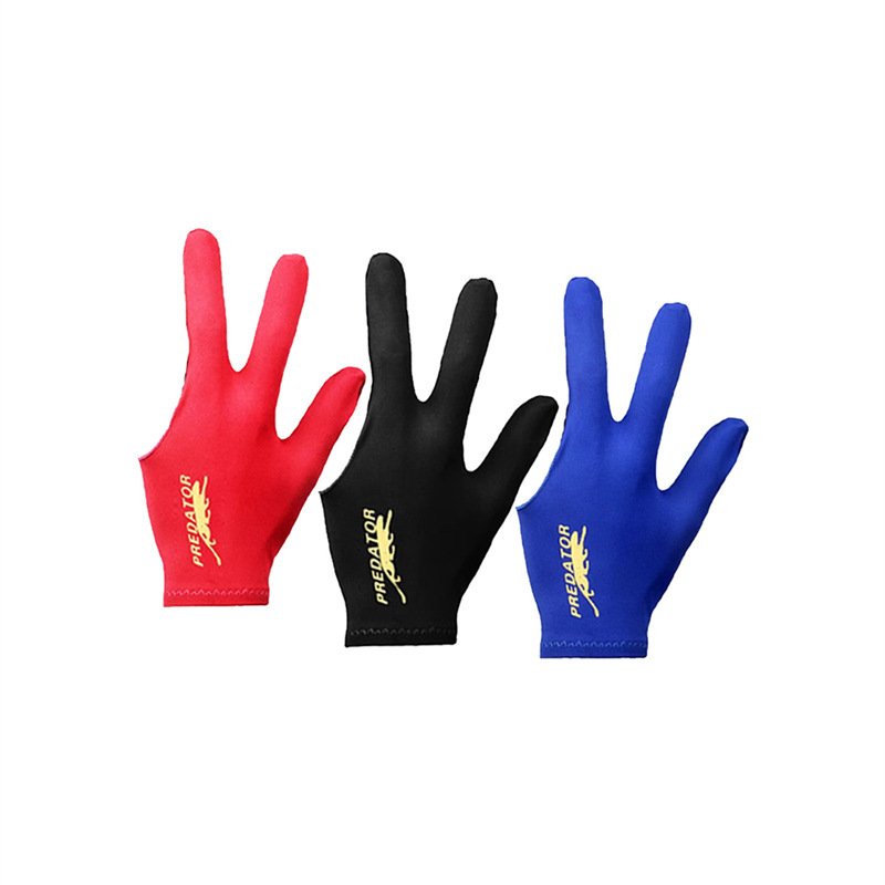Popular Sell Black/Blue/Red Cheapest Price 3 Fingers Billiard Pool Snooker Gloves Solid Pattern