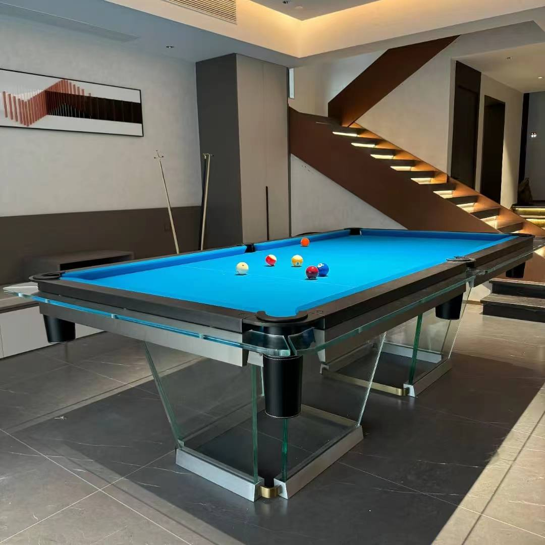 New modern high-end tempered glass pool table can be customized cloth color indoor and outdoor luxury snooker table