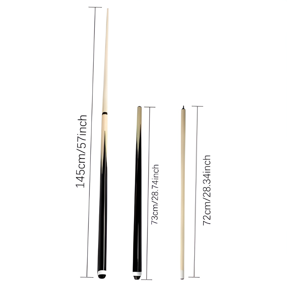 145cm Home Snooker Pool Cue Stick Assembly 13mm Tip Steel Joint Maple Ebony Butt Children Adult Billiards Exercise Entertainment
