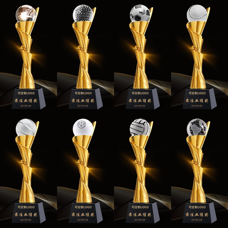 Creative Resin Crystal Sports trophy Custom Gold Silver Bronze Sports trophy award basketball Volleyball snooker Golf trophy