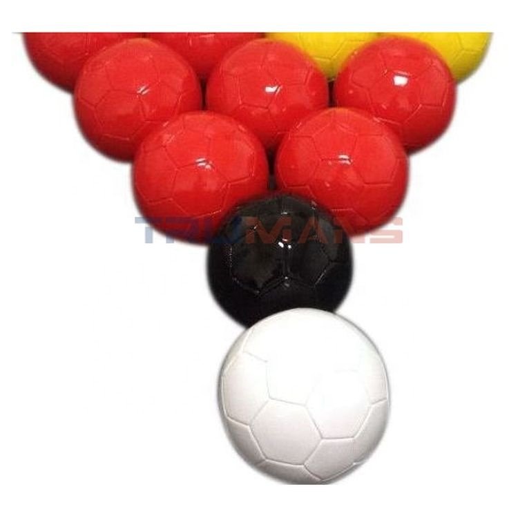 Complete Colored Set Yellow, Red, Black, White Cue Striker Soccer Ball Poolball Football Snooker Game Snookball